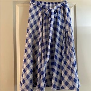 Flint & moss midi skirt NWT size medium gingham print blue skirt